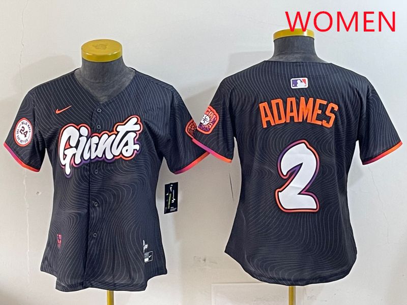 Women San Francisco Giants 2 Adames Black Joint Name Nike 2025 MLB Jersey style 8